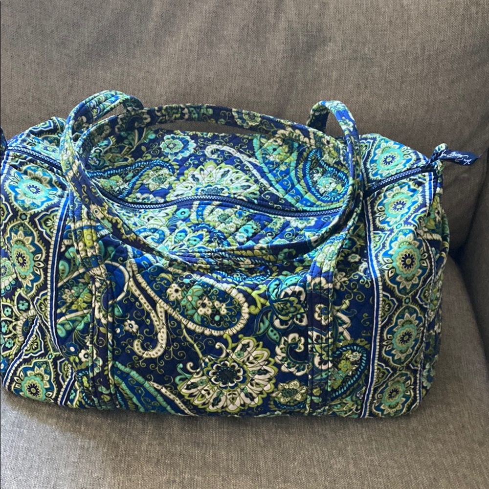 Vera Bradley Blue and Green Travel Bag with Paisley Design